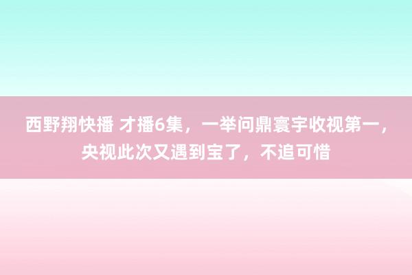 西野翔快播 才播6集，一举问鼎寰宇收视第一，央视此次又遇到宝了，不追可惜