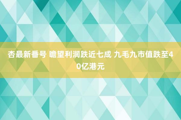 杏最新番号 瞻望利润跌近七成 九毛九市值跌至40亿港元