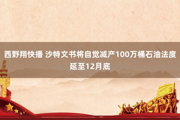 西野翔快播 沙特文书将自觉减产100万桶石油法度延至12月底