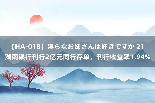 【HA-018】淫らなお姉さんは好きですか 21 湖南银行刊行2亿元同行存单，刊行收益率1.94%