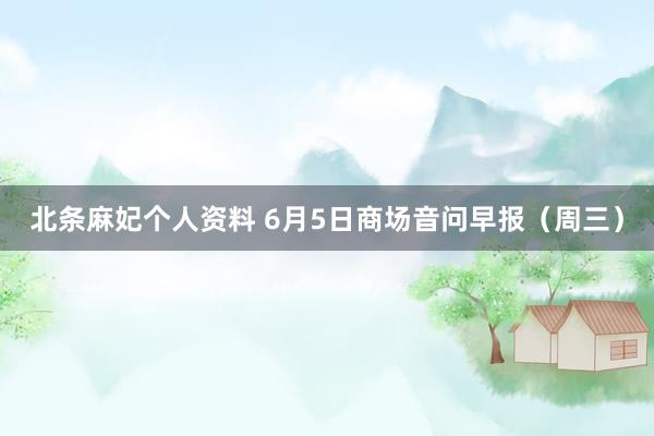 北条麻妃个人资料 6月5日商场音问早报（周三）