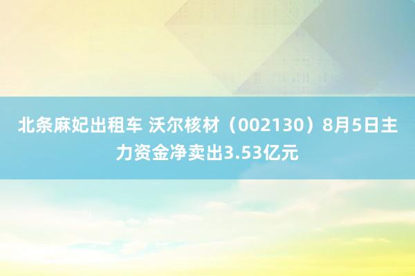 北条麻妃出租车 沃尔核材（002130）8月5日主力资金净卖出3.53亿元