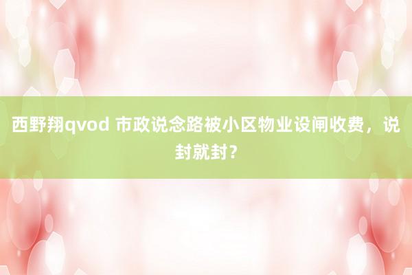 西野翔qvod 市政说念路被小区物业设闸收费，说封就封？